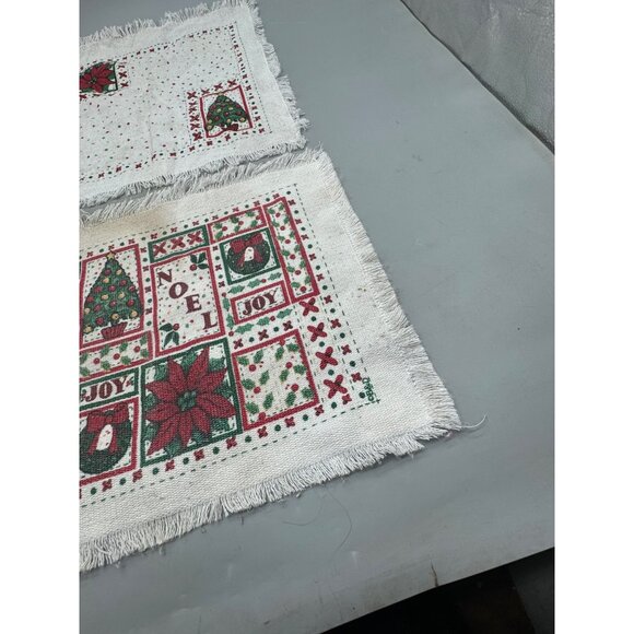 Vintage Christmas Themed Fringe Placemats Set Of 2 18"x13" Used READ - Picture 4 of 9